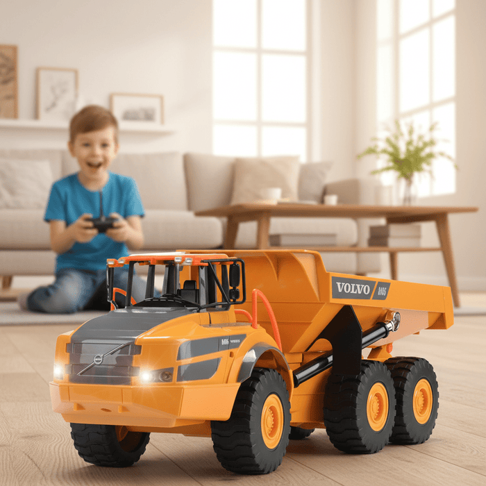 1:20 Scale Volvo Premium RC Dump Truck - Articulated Hauler with Lights an Sound for Kids - Monsta Online