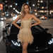Marj Cocktail Dress – Women's Fringe Feather Evening Dress - Monsta Online