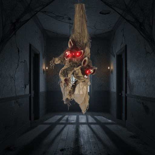 3ft Sound - Activated Hanging Halloween Animatronic Bat with Red Light - Up Eyes - Monsta Online