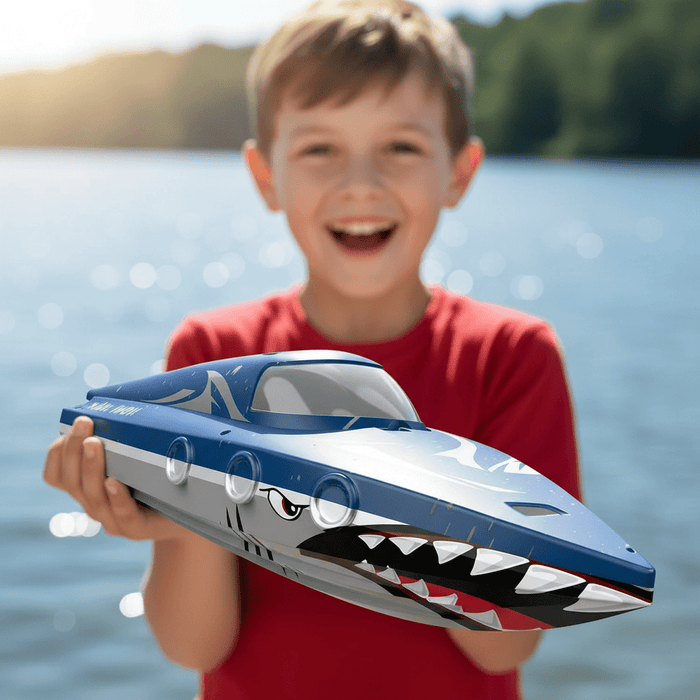 Shark Wave: High Speed RC Boat 2.4GHz Remote Control With Dual Batteries for Kids - Monsta Online