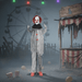 6ft Sound - Activated Animated Creepy Standing Clown Prop - Creepy Sounds, Glowing LED Eyes - Monsta Online