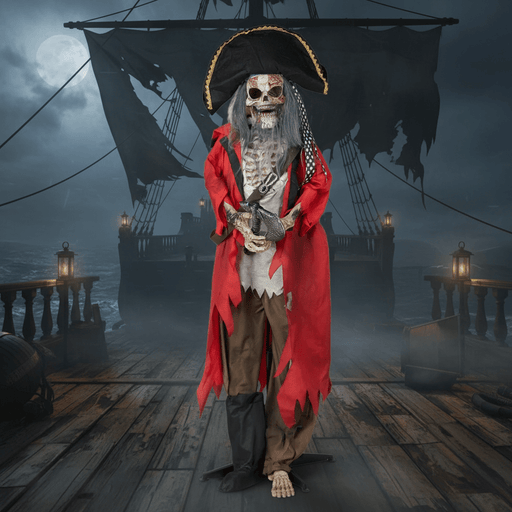 6.3ft Sound - Activated Animatronic Pirate – Shaking Head and Creepy Talking - Monsta Online