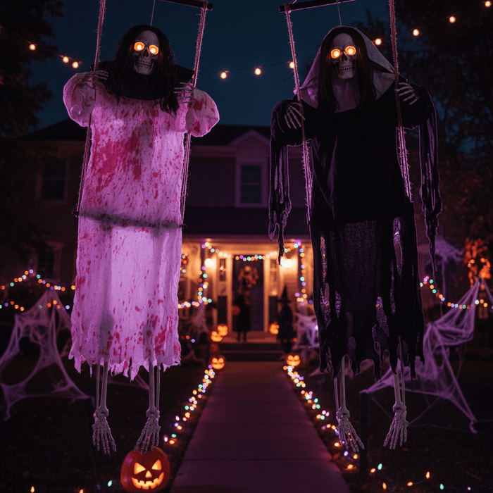 3ft Sound - Activated Hanging Halloween Ghosts with Light - Up Eyes and Screaming Sound - Monsta Online