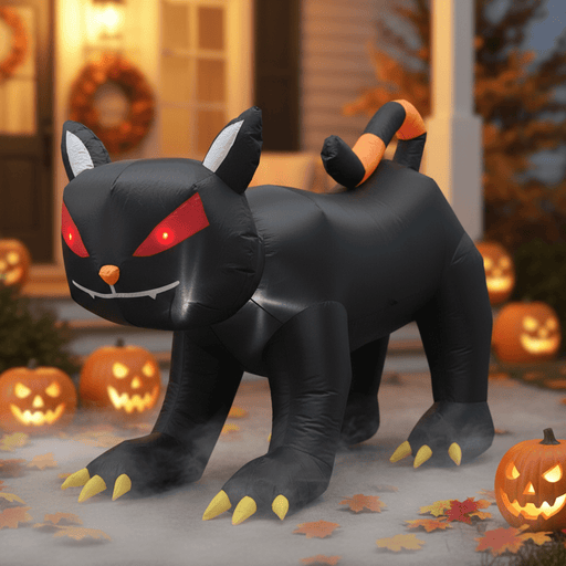 6.5FT Halloween Inflatable Animated Black Cat with Shaking Head and LED Lights - Monsta Online