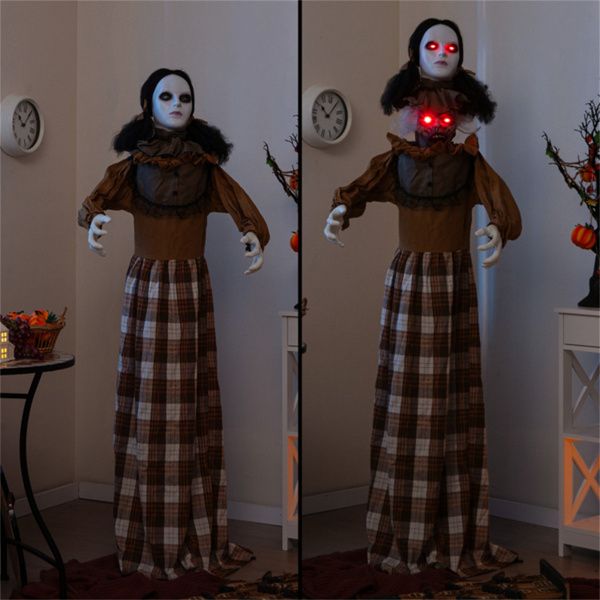 5.4ft Animatronic Halloween Witch – Motion and Sound Activated Pop - Up with Flashing Eyes and Screeching Laugh - Monsta Online