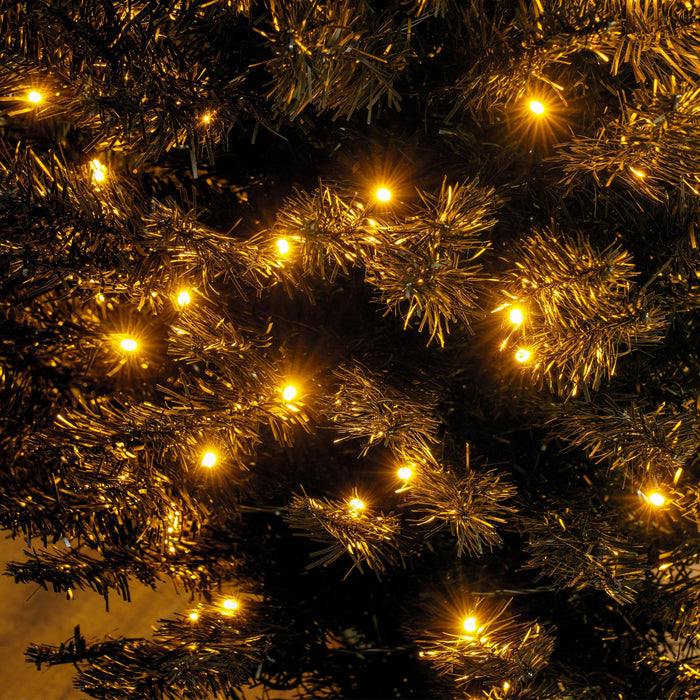 7FT Black Pre - Lit Pencil Artificial Christmas Tree — 250 Warm White LEDs, 499 Tips, Slim, Steel Base - Monsta Online