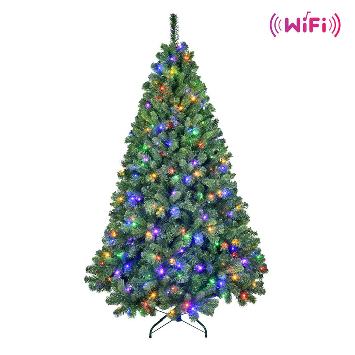 7FT Pre - Lit Smart Artificial Christmas Tree — 380 WiFi LED, Music Sync, App Control, Hinged, Metal Stand - Monsta Online