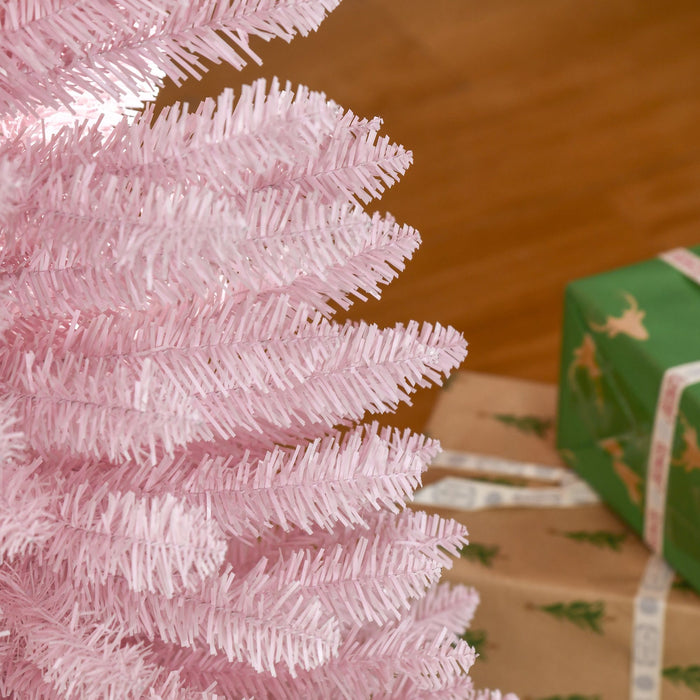 5FT Pink Pencil Artificial Christmas Tree — 294 Tips, Unlit, Slim Space - Saving, Realistic, Plastic Base - Monsta Online