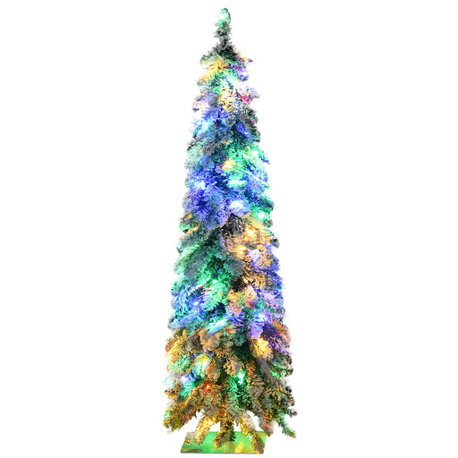 4FT Snow Flocked Pre - Lit Artificial Christmas Tree — 100 LED Lights, Warm White/Multicolor, 225 Tips, Downswept - Monsta Online