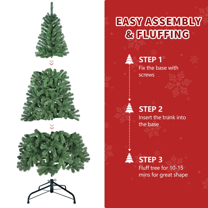 8FT Unlit Artificial Christmas Tree — 1136 Tips, Hinged, Folding Metal Stand - Monsta Online