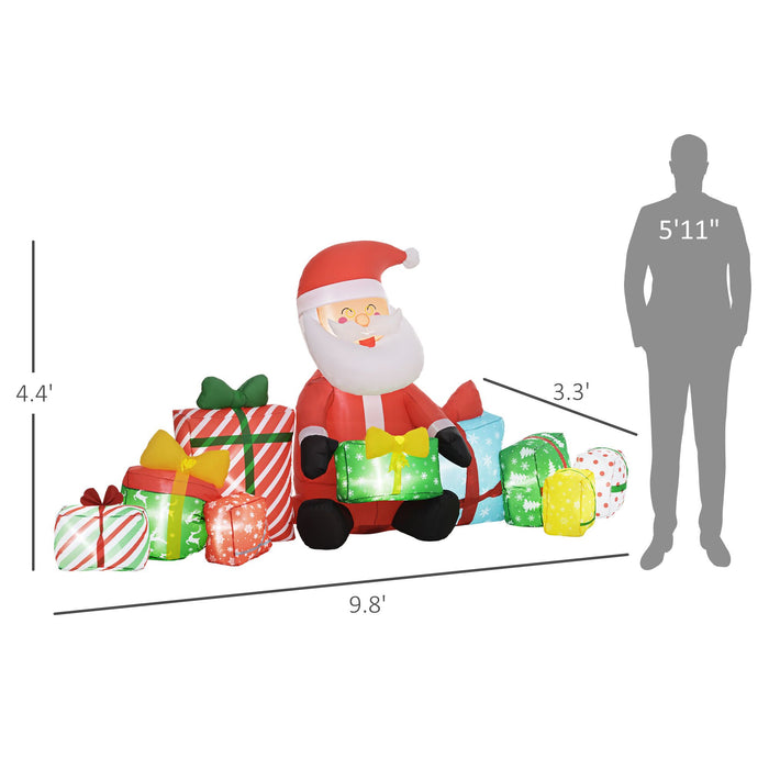 4.4FT Prelit Inflatable Santa Claus with Gift Boxes and LED Lights - Outdoor Christmas Decoration - Monsta Online