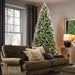 8FT Pre - Lit Snow Frosted Artificial Christmas Tree — 2851 Tips, 600 Lights, Pinecones, Berries - Monsta Online