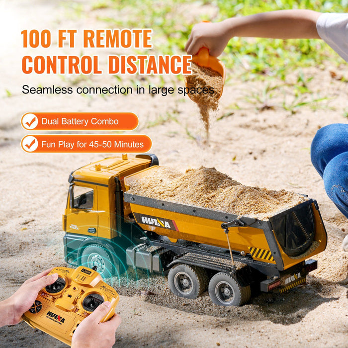1:14 Scale Remote Control RC Dump Truck – 10 Channel Control With Dual Batteries - Monsta Online