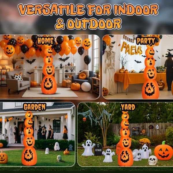 9FT Halloween Inflatable Stacked Pumpkins with LED Lights - Monsta Online