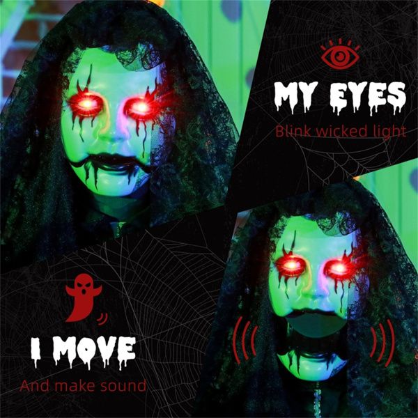5.5ft Halloween Animatronic Zombie Bride – Jaw Drop, Glowing Red Eyes and Creepy Speaking Sounds - Monsta Online