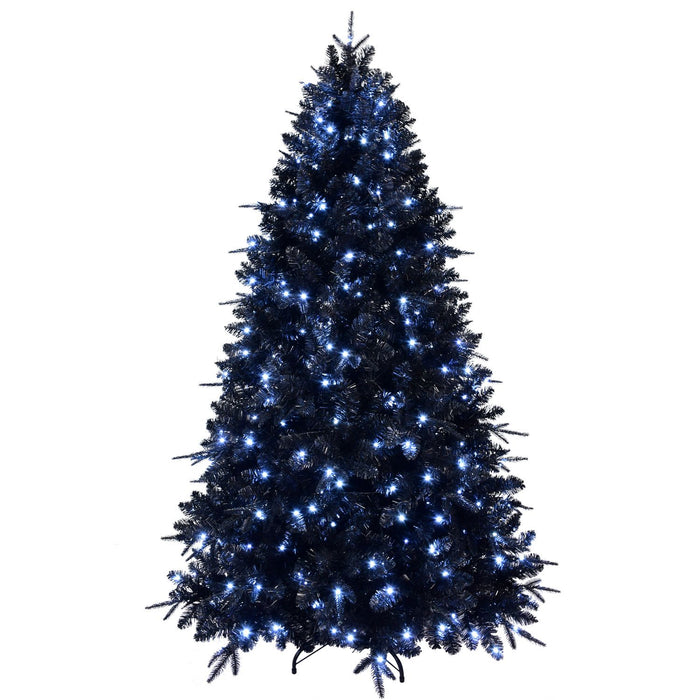 7FT Pre - Lit Black Artificial Christmas Tree — 1916 PE/PVC Tips, 450 Lights, Hinged - Monsta Online