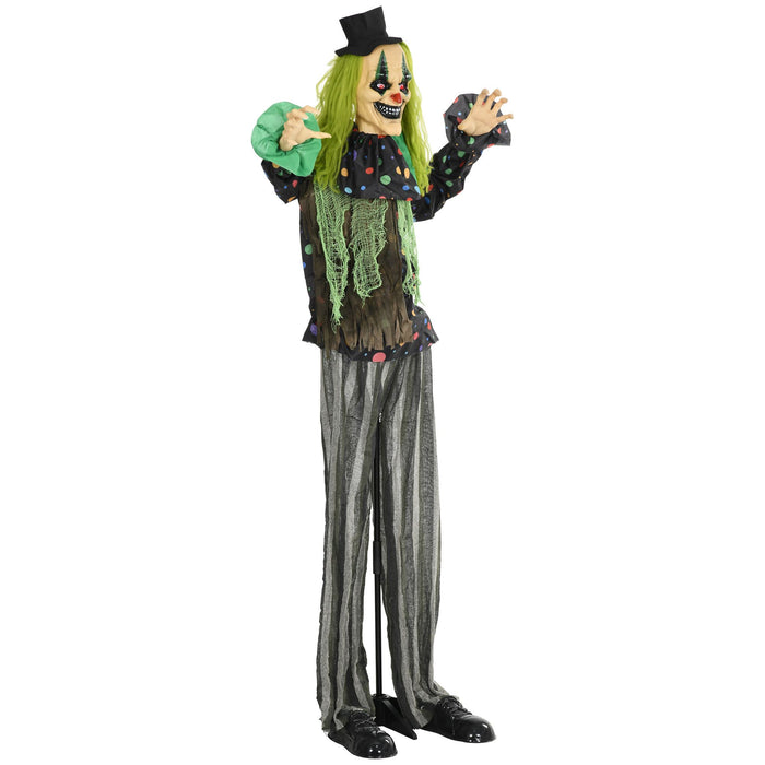 6.1ft Life - Size Animated Circus Clown – Sound Touch Activated with Glowing Eyes and Creepy Laughter - Monsta Online