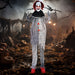 6ft Animatronic Halloween Clown – Sound Activated Red Haired Creepy Standing Prop, Creepy Sounds and Glowing LED Eyes - Monsta Online