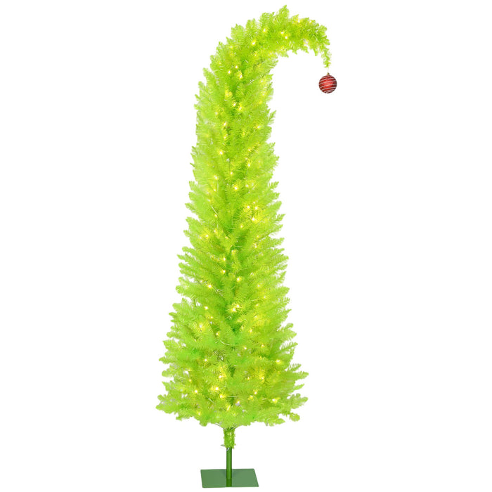 7FT Pre - Lit Whimsical Bent Top Pencil Christmas Tree — 628 Tips, 250 Warm White LED Lights, Metal Base - Monsta Online