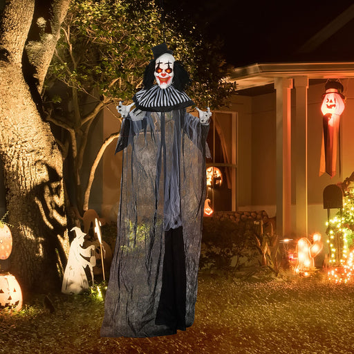 6ft Sound Activated Halloween Animatronic Clown – Shaking Body, Creepy Sounds and Glowing Red Eyes - Monsta Online