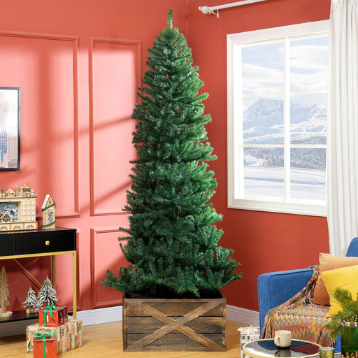 8FT Slim Pencil Artificial Christmas Tree — 1168 Tips, Unlit, Space - Saving, Green, Metal Base - Monsta Online