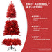 5FT Red Artificial Christmas Tree — 624 Tips, Full Shape, Hinged, Metal Stand - Monsta Online