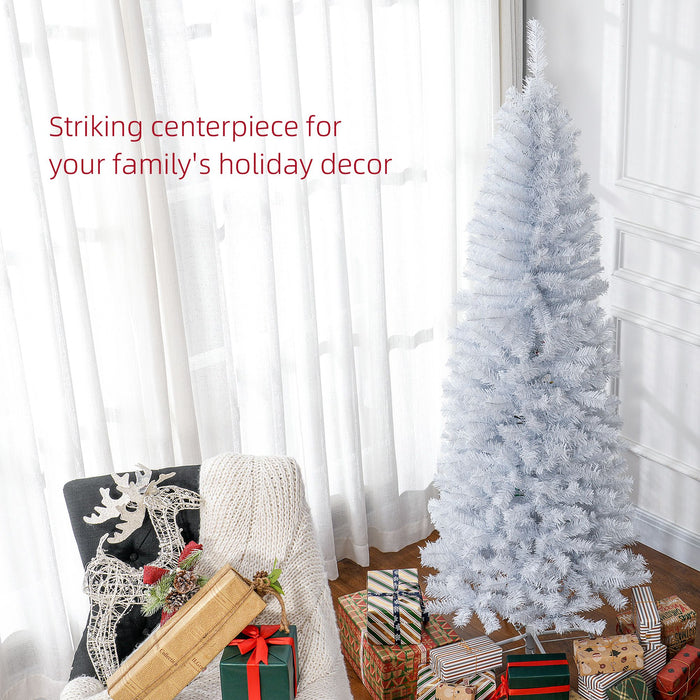 6FT White Pencil Artificial Christmas Tree — 618 Tips, Slim Space - Saving, Steel Stand, Unlit - Monsta Online