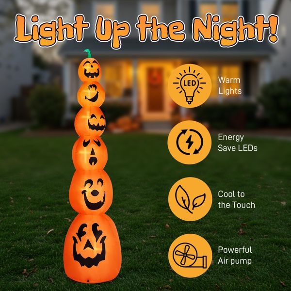 9FT Halloween Inflatable Stacked Pumpkins with LED Lights - Monsta Online