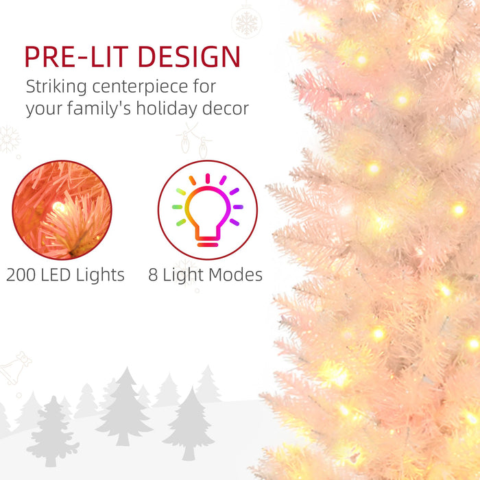6FT White Pencil Pre - Lit Artificial Christmas Tree — 200 Multi - Color LEDs, 360 Tips, 8 Light Modes, Steel Base - Monsta Online