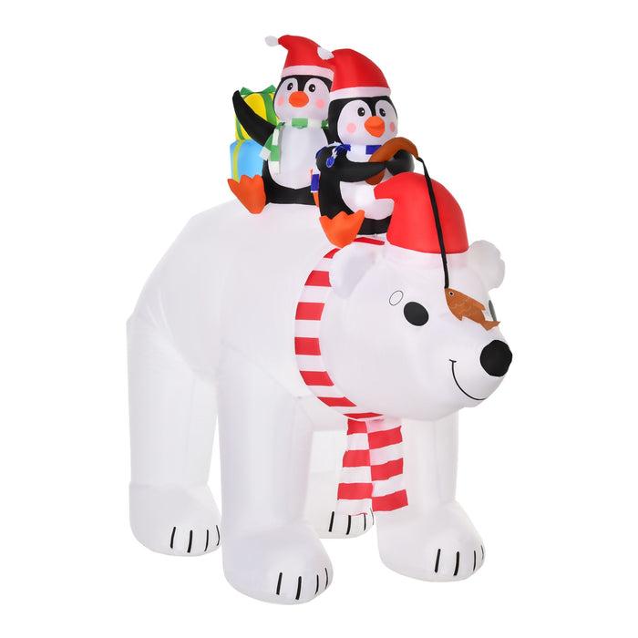 7FT Prelit Inflatable Polar Bear with Penguins and LED Lights - Outdoor Christmas Decoration - Monsta Online
