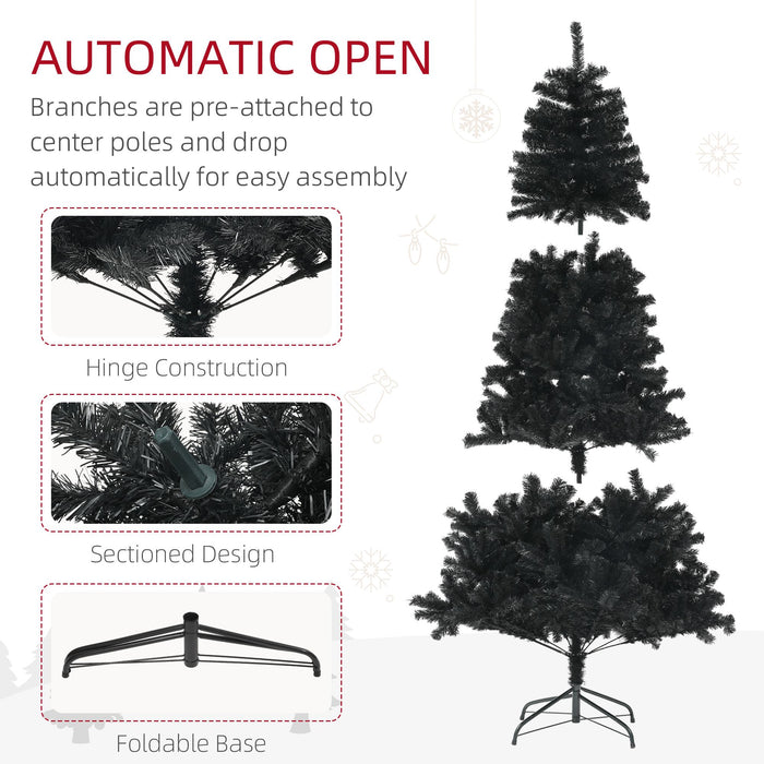 7.5FT Black Artificial Christmas Tree — 1346 Tips, Auto - Open Hinged, Full Shape, Steel Base - Monsta Online
