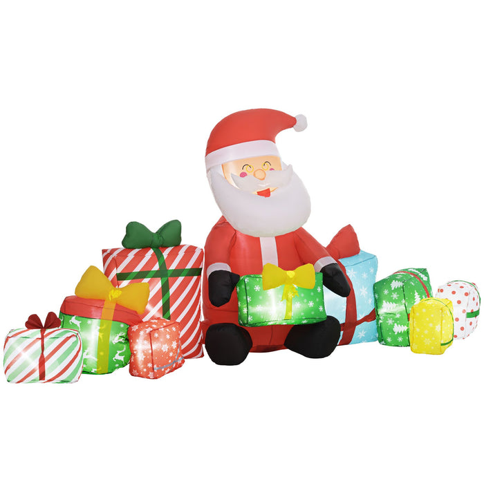 4.4FT Prelit Inflatable Santa Claus with Gift Boxes and LED Lights - Outdoor Christmas Decoration - Monsta Online