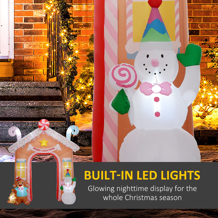 10FT Prelit Inflatable Gingerbread House Archway with Snowman and LED Lights - Outdoor Christmas Decoration - Monsta Online