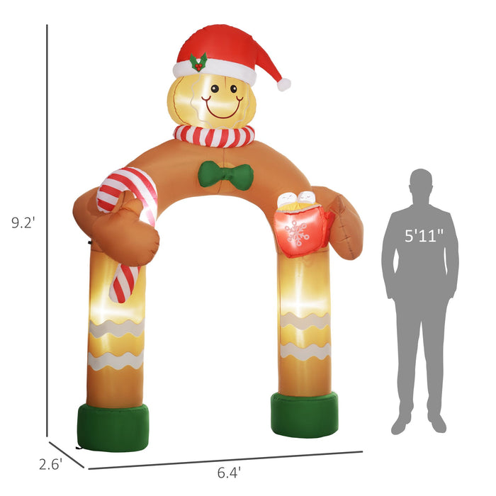 9FT Prelit Inflatable Gingerbread Man Arch with LED Lights - Outdoor Christmas Decoration - Monsta Online