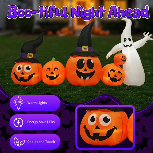 8FT Halloween Inflatable Pumpkins with Ghost – Lighted Blow Up Yard Decoration - Monsta Online