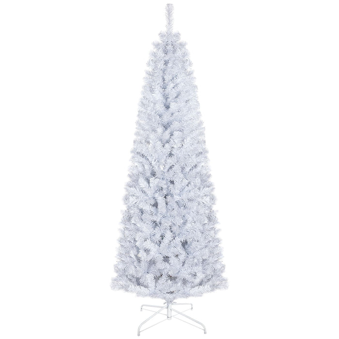 6FT White Pencil Artificial Christmas Tree — 618 Tips, Slim Space - Saving, Steel Stand, Unlit - Monsta Online