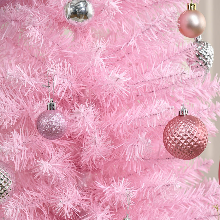 7FT Pink Pencil Artificial Christmas Tree — 499 Tips, Unlit, Slim Space - Saving, Realistic, Plastic Base - Monsta Online
