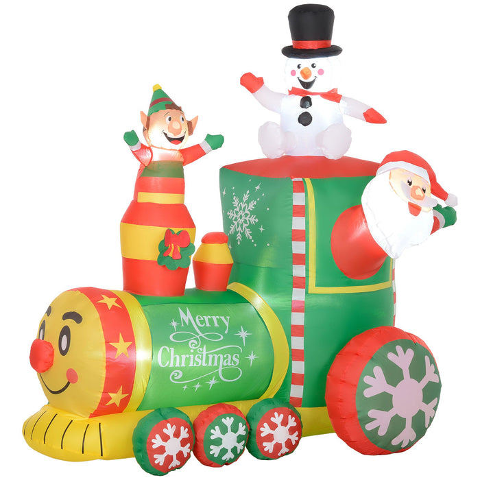 6FT Prelit Inflatable Christmas Train with Santa, Snowman & Gingerbread Man - Outdoor Decoration - Monsta Online