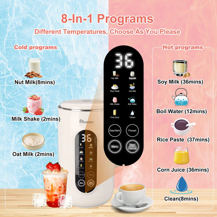 Powerful 750W Almond Milk Maker 8 in 1 with Keep Warm and Delay Start Features - Monsta Online