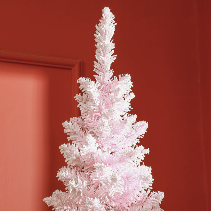 7FT Pre - Lit Pink Pencil Artificial Christmas Tree — 210 Warm White LED Lights, 499 Tips, Slim, Steel Base - Monsta Online