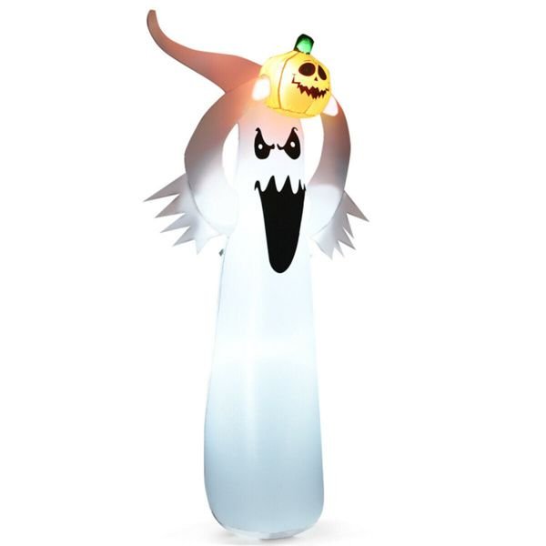 6FT Halloween Inflatable Ghost Holding Pumpkin with LED Lights - Monsta Online