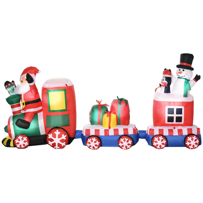 8FT Prelit Inflatable Christmas Train with Santa, Snowman & Penguin with LED Lights - Outdoor Decoration - Monsta Online