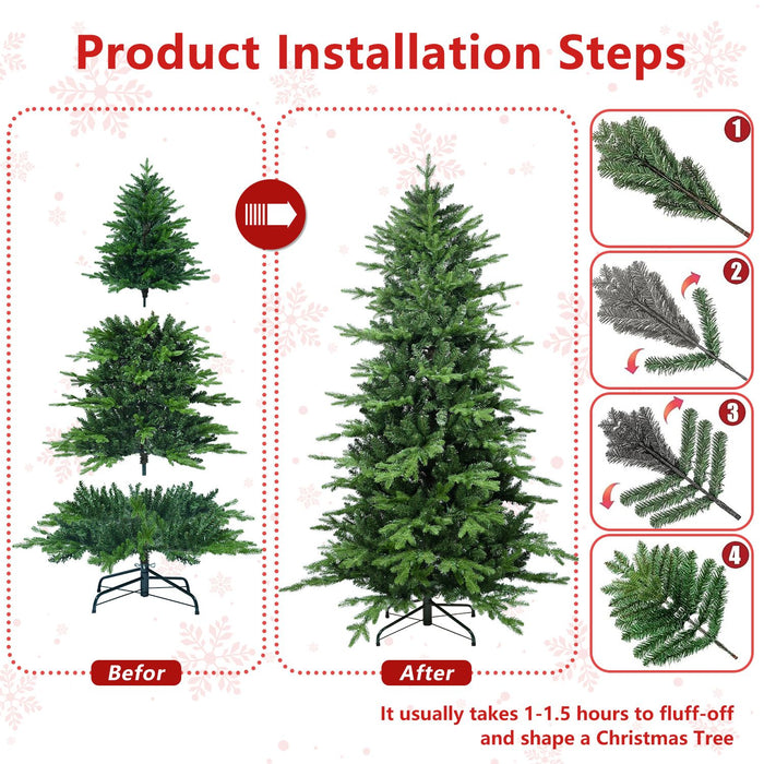 4FT Artificial Christmas Tree — 919 Tips, PE+PVC, Full Shape, Hinged, Metal Stand - Monsta Online
