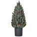 1.5FT Tabletop Snow Flocked Artificial Christmas Tree — 170 Tips, Red Berries, Pine Cones, No Assembly - Monsta Online