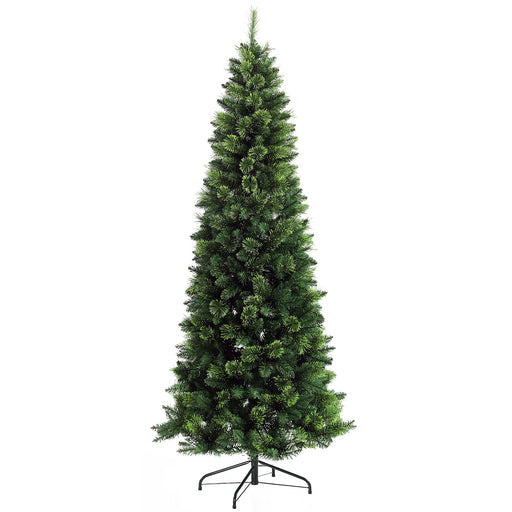 7.5FT Pencil Artificial Christmas Tree — 1075 Tips, Unlit, Auto - Open, Slim Space - Saving, Steel Base - Monsta Online