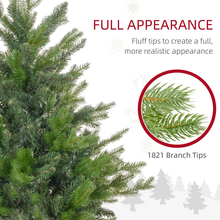 6FT Flocked Artificial Christmas Tree — 1821 Tips, Unlit, Auto - Open Hinged, Wide Full Shape, Metal Base - Monsta Online
