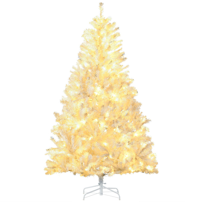 6FT White Pre - Lit Artificial Christmas Tree — 250 Warm White LEDs, 859 Tips, Auto - Open Hinged, Full Shape - Monsta Online