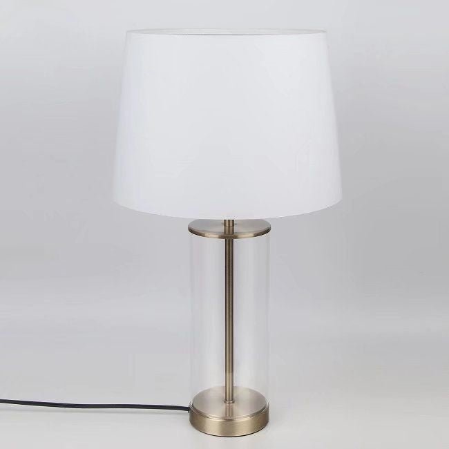 Premium 23" Brass Table Lamp with Glass Accent Base and Soft Fabric Shade - Monsta Online