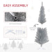 5FT Silver Pencil Artificial Christmas Tree — 294 Tips, Unlit, Slim Space - Saving, Plastic Base - Monsta Online