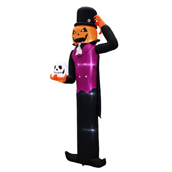 12FT Halloween Inflatable Pumpkin Man Holding Skull with LED Lights - Monsta Online
